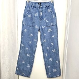 Simple Society Jeans Womens 9/29 Boho Festival Baggy Butterfly Wide Leg Skater